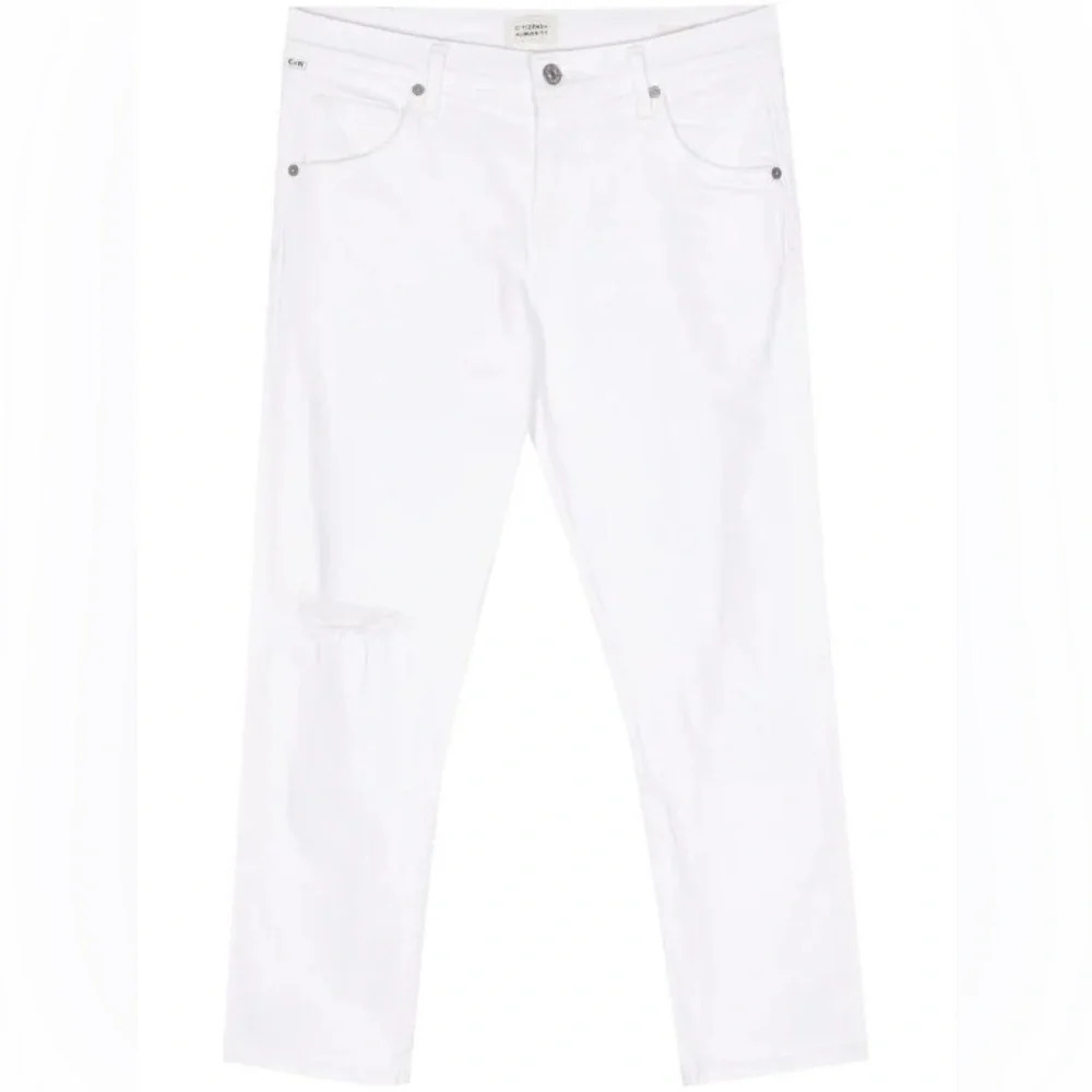 Citizens Of Humanity Emerson Slim Boyfriend Crop Jeans Distressed White Denim 26